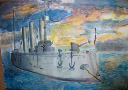 Рисунки крейсера Аврора в Санкт-Петербурге