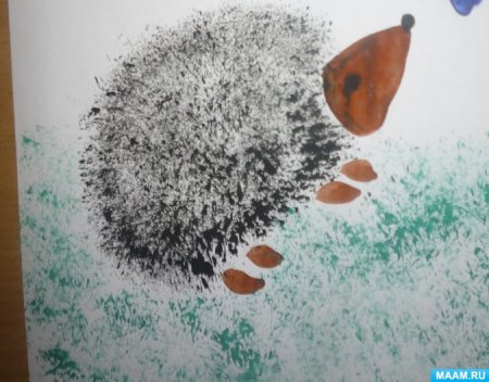 Рисование тычком жесткой кисти