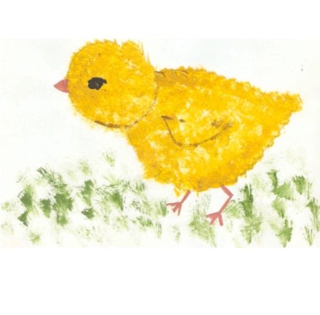 «Цыплята на лугу» рисование мятой бумагой