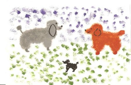 Рисование тычок жесткой полусухой кистью