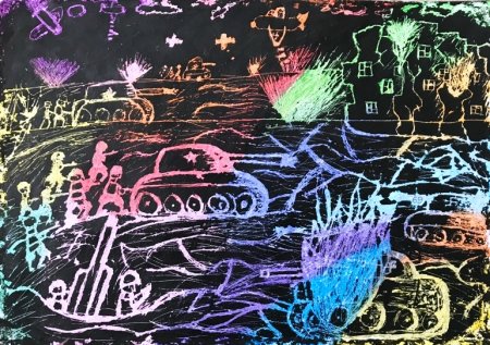 Открытка в технике граттаж