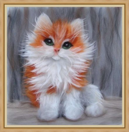 Живопись шерстью котенок