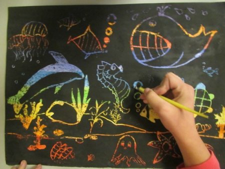 Техника граттаж мелками