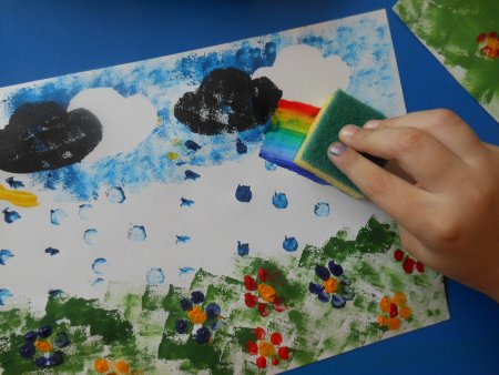 Рисование губкой для детей