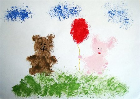 Рисование губкой в детском саду