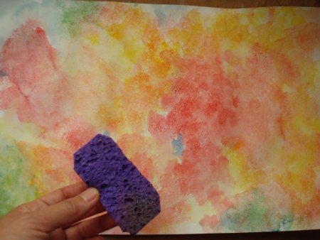 Рисование губкой цветы