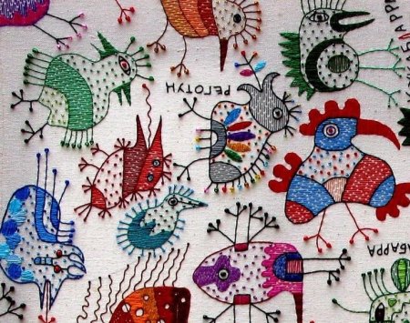 Современная вышивка гладью абстракция