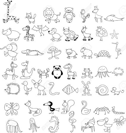 Чб векторные животнее детские