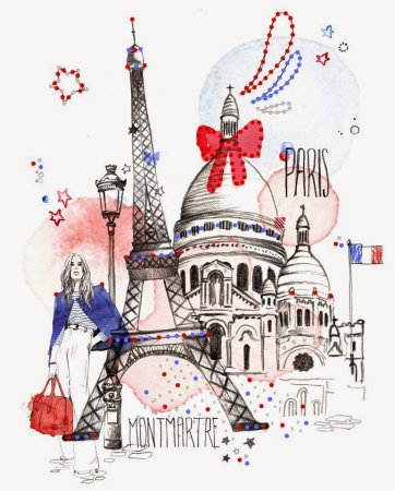 Эльфелевая башня Париж рисунок
