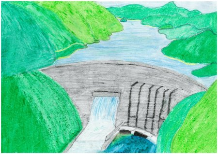 Рисунок детский ГЭС Братска