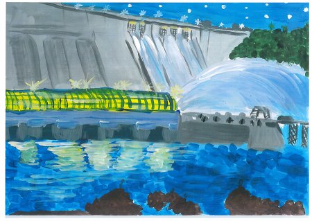 Рисунок детский ГЭС Братска