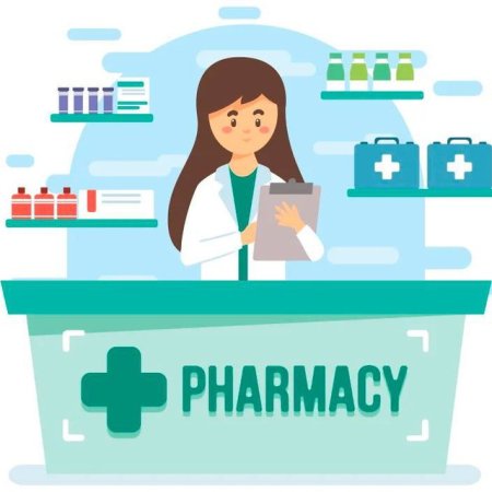 Рисунок фармацевта в аптеке