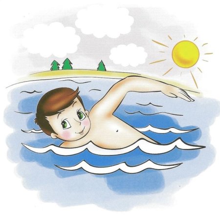 Дети купаются в море