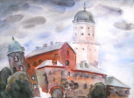 Выборгский замок Выборг рисунок