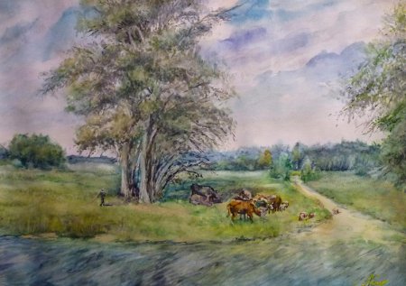 Логинова Людмила. Акварель деревня