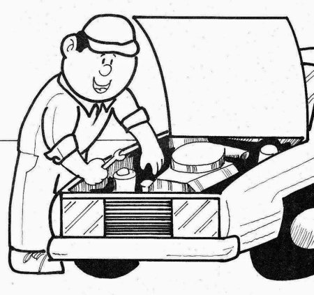 Автомеханик раскраска