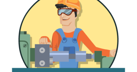 Токарь за станком вектор