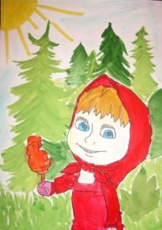 Маша и медведь рисунок детский