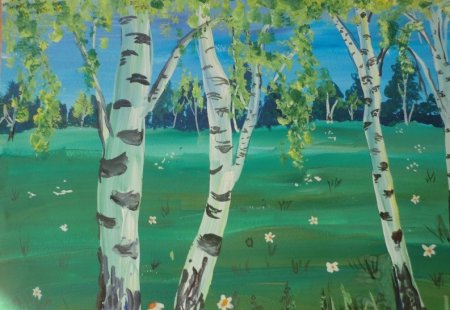 Рисование Березовая роща