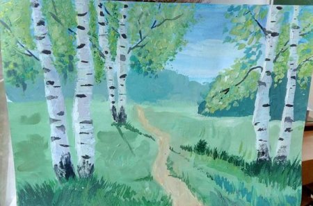 Нарисовать березовую рощу