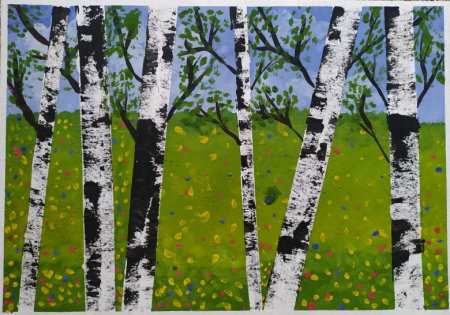 Береза рисунок