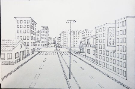 Рисование улицы в перспективе