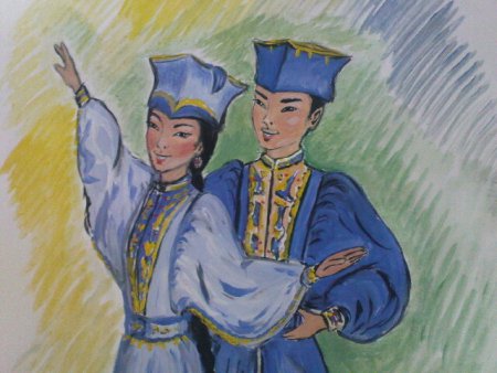 Калмыцкий национальный костюм рисунок