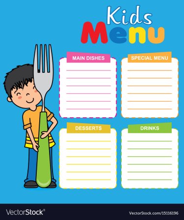 Kids menu шаблон