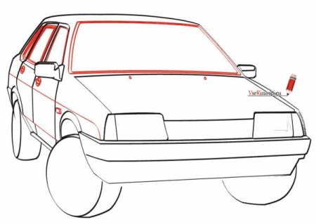 Нарисовать ВАЗ 2114 сзади