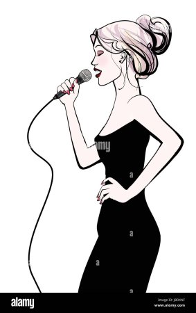 Раскраска девочка с микрофоном