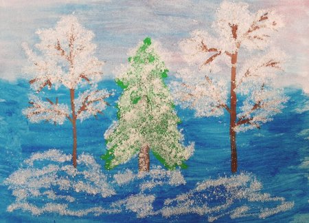 Рисование «деревья в инее» (т. с. Комарова, стр. 91)