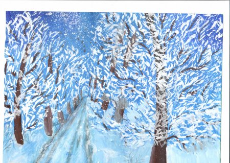 Картина иней на дереве