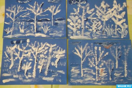 Рисование набрызгом в детском саду зима