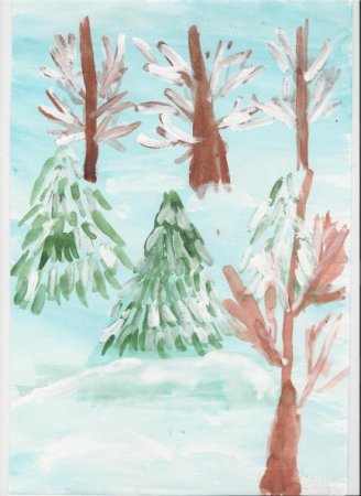 Рисование деревья зимой подготовительная группа