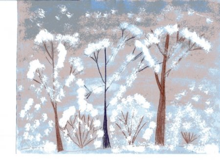 Деревья в инее рисование в старшей группе