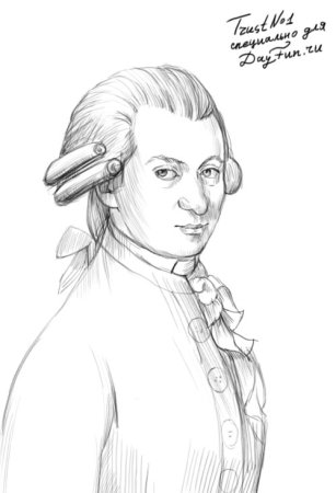 Портрет Моцарта карандашом