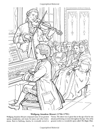 Раскраска Моцарта композитора