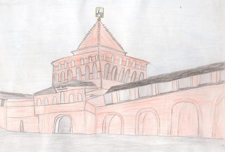 Чкаловская лестница Нижегородского Кремля рисунок