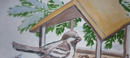 Птичка в кормушке раскраска