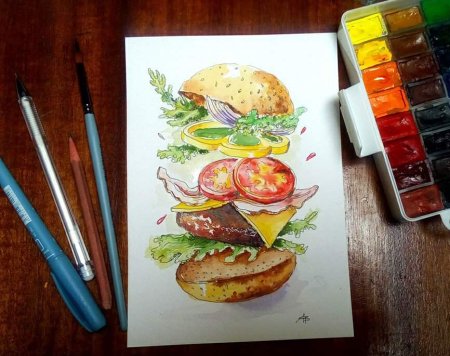 Рисование акварелью скетчинг