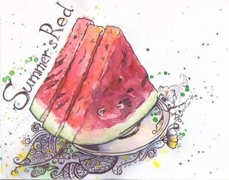 Арбуз скетч маркерами