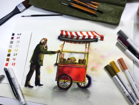 Скетчинг акварельными маркерами