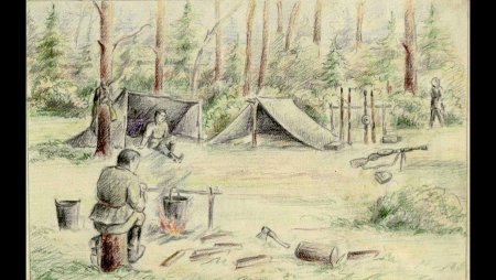 Рисунок Партизаны в лесу