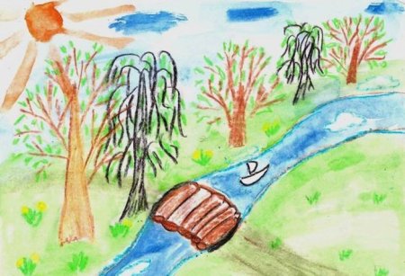 Рисование весенний ручей