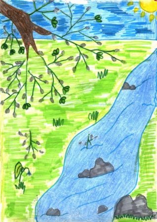 Река детский рисунок