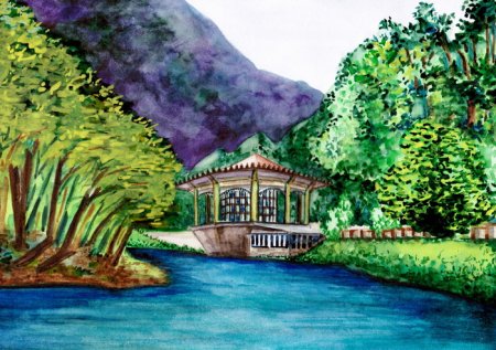 Псырцха станция акварель