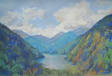 Озеро Рица картина маслом