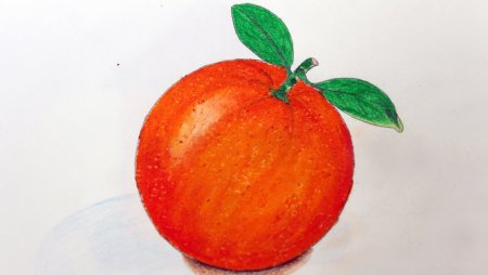 Апельсин цветными карандашами