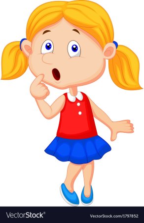 Мультяшная девочка думает