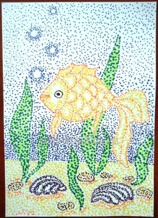 Золотая рыбка пуантилизм